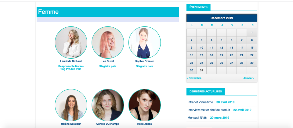 screenshot of Virueltime Intranet